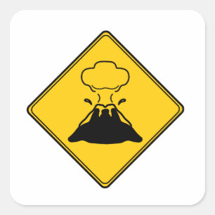 Road Sign- Volcano Square Sticker