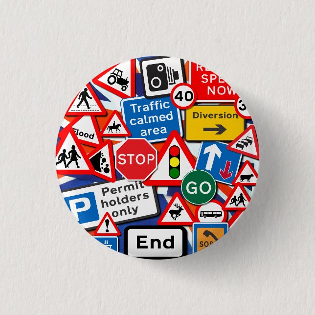 Road Signs 1 Inch Round Button (Front)