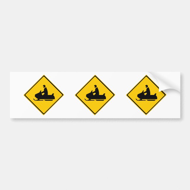 Road Snowmobile Warning Sign Snow Winter Bumper Sticker (Front)