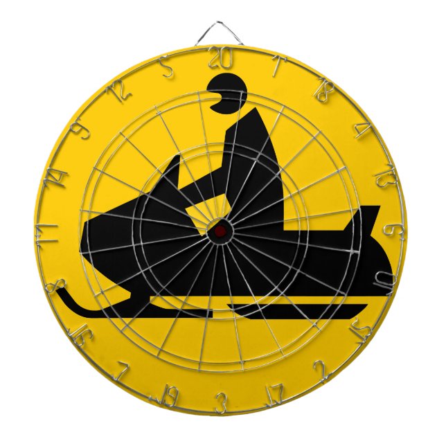 Road Snowmobile Warning Sign Snow Winter Dartboard (Front)