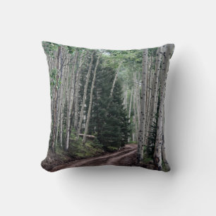 Road Through The Birch Throw Pillow