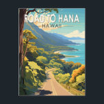 Road to Hana Maui Hawaii Travel Art Vintage Postcard<br><div class="desc">Road to Hana in a vector art style. The Hana Highway is a 64.4-mile-long stretch of Hawaii Routes 36 and 360 which connects Kahului to the town of Hana in east Maui.</div>