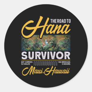 Road To Hana Survivor Curvy Palm Maui Hawaii Hawai Classic Round Sticker