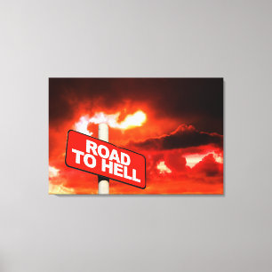 Road to hell sign