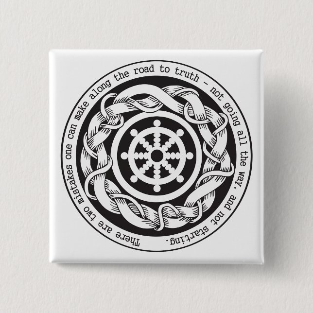 Road to Truth Dharma Wheel 2 Inch Square Button (Front)