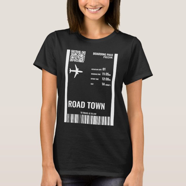 Road Town British Virgin Islands Boarding Pass Air T-Shirt (Front)
