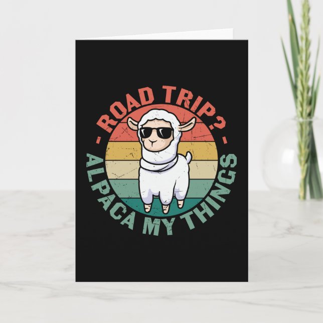 Road Trip Alpaca My Things Funny Llama Card (Front)