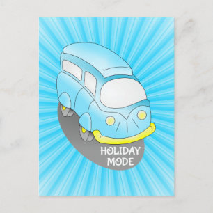 Road Trip Blue Van Postcard