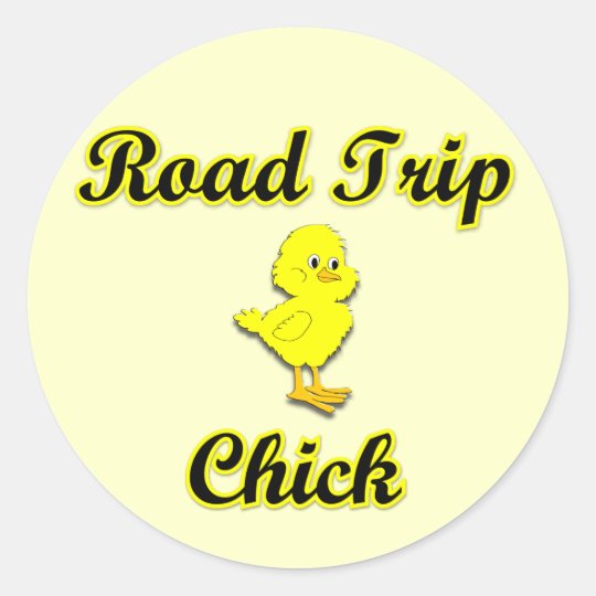 Road Trip Chick Classic Round Sticker