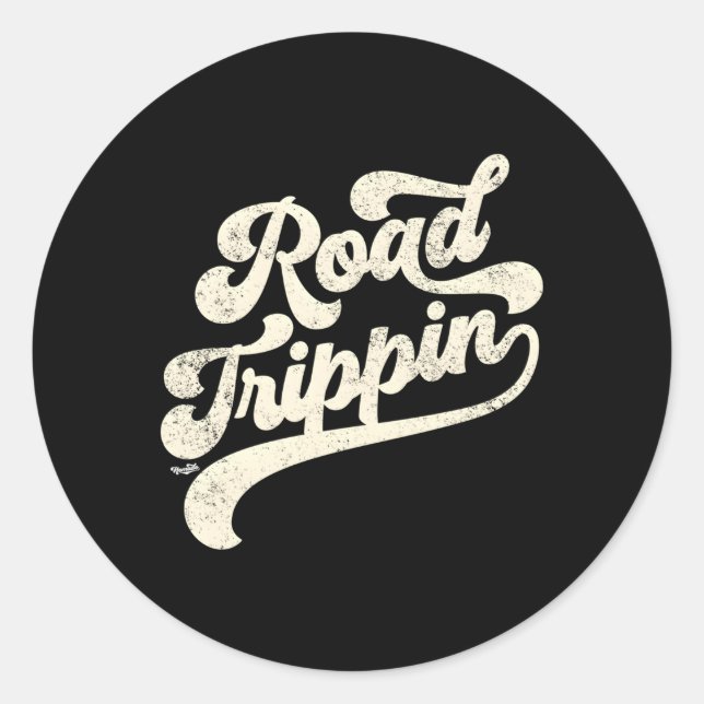 Road Trip Road Trip Distressed Classic Round Sticker (Front)