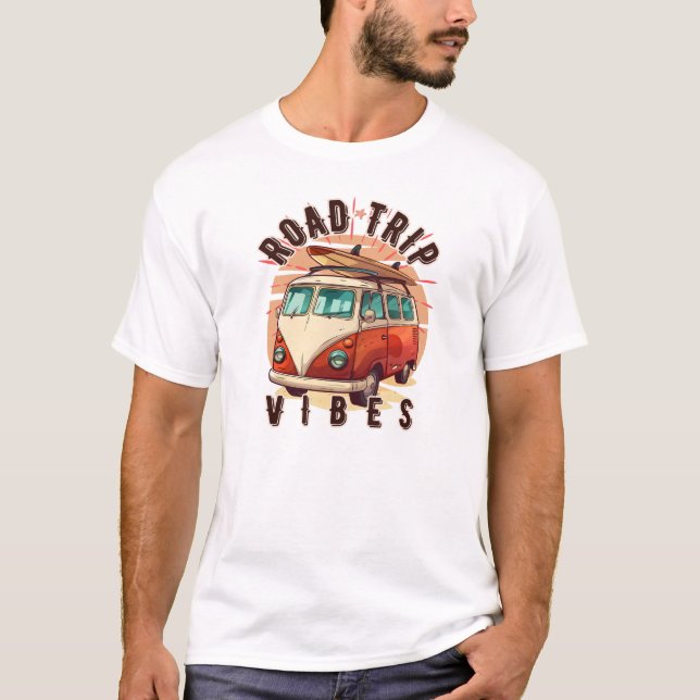Road Trip Vibes Vintage Van T-Shirt (Front)