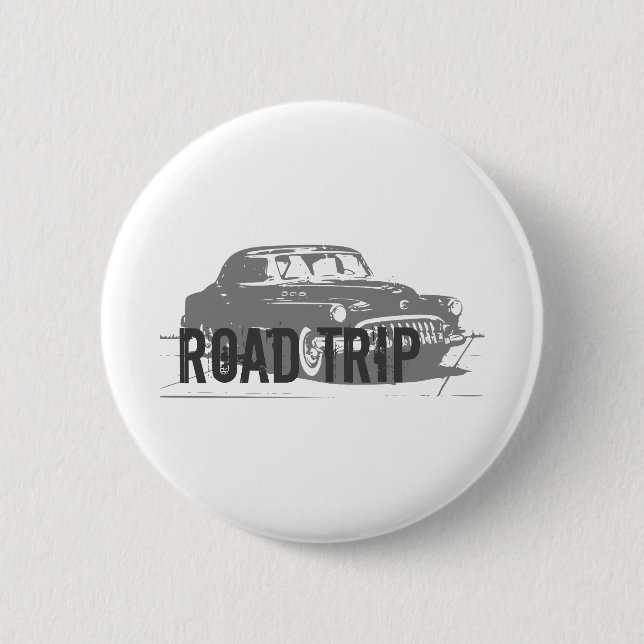 Road Trip Vintage Car 2 Inch Round Button (Front)