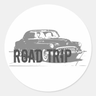 Road Trip Vintage Car Classic Round Sticker