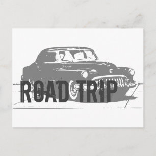 Road Trip Vintage Car Postcard