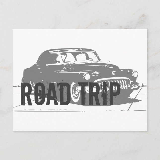 Road Trip Vintage Car Postcard (Front)