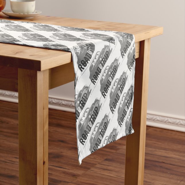 Road Trip Vintage Car Short Table Runner (In Situ)
