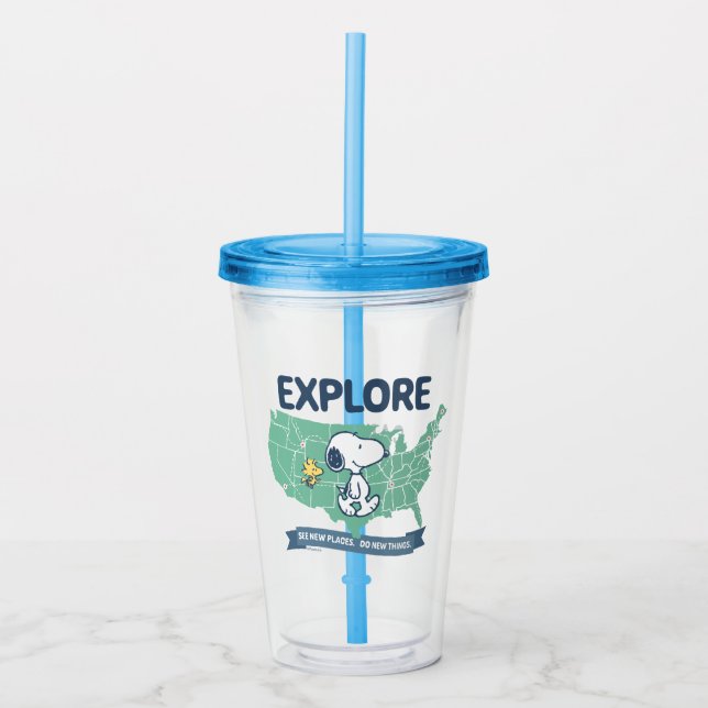 Road Trippin | Peanuts Explore Acrylic Tumbler (Front)