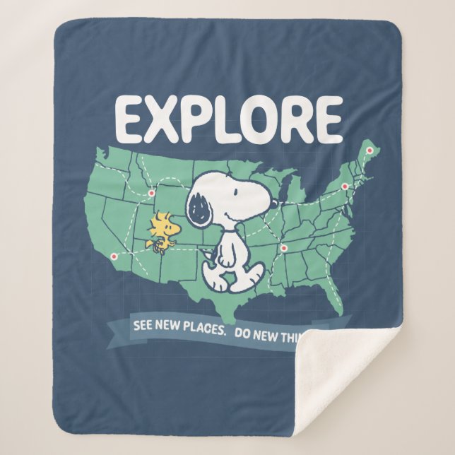 Road Trippin | Peanuts Explore Sherpa Blanket (Front)