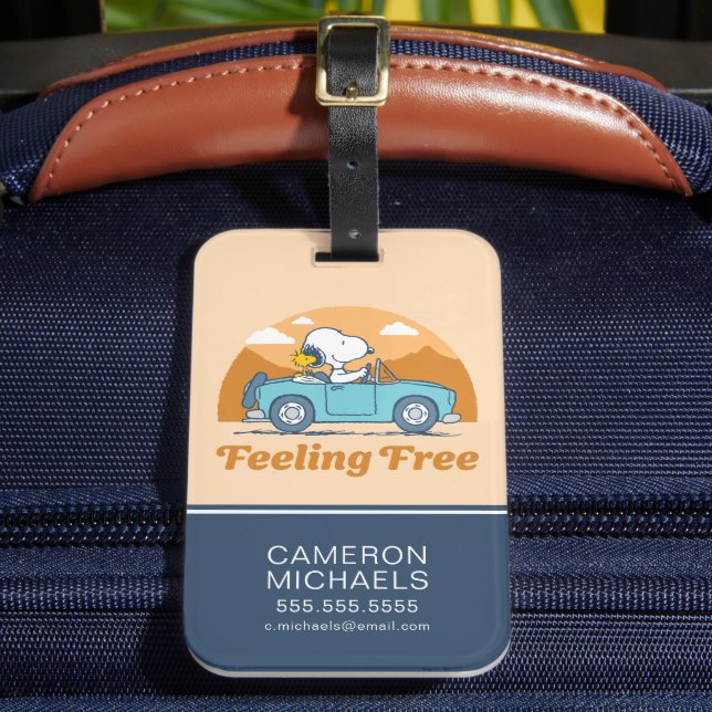 Road Trippin | Peanuts Feeling Free Luggage Tag (Front Insitu 2)