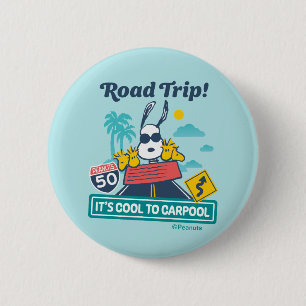 Road Trippin   Peanuts It's Cool To Carpool 2 Inch Round Button