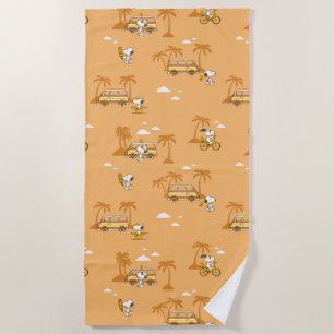 Road Trippin   Peanuts Snoopy Beach Pattern Beach Towel