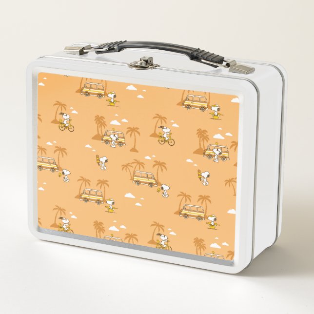 Road Trippin | Peanuts Snoopy Beach Pattern Metal Lunch Box (Front)
