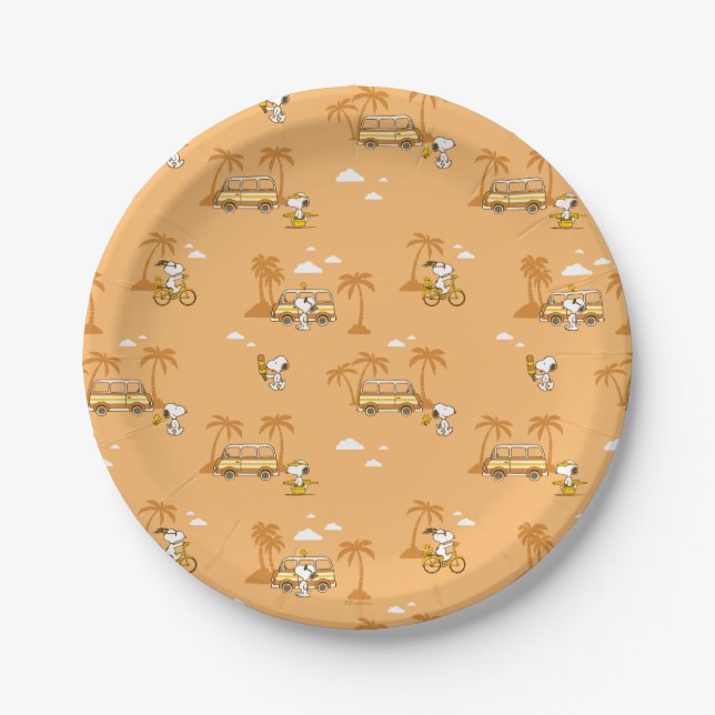 Road Trippin | Peanuts Snoopy Beach Pattern Paper Plate (Front)