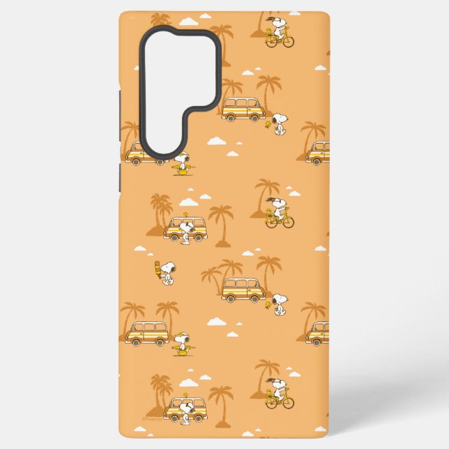 Road Trippin | Peanuts Snoopy Beach Pattern Samsung Galaxy S22 Ultra Case (Back)