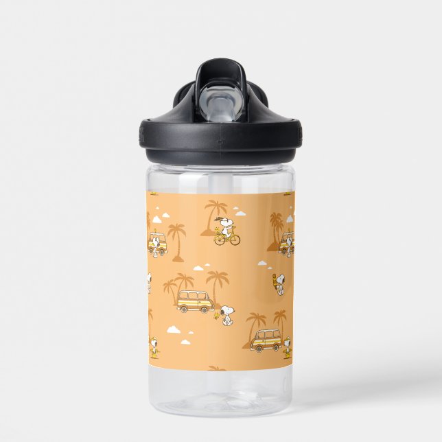 Road Trippin | Peanuts Snoopy Beach Pattern Water Bottle (Front)