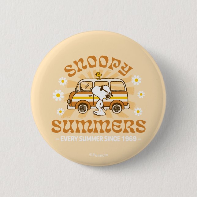 Road Trippin | Peanuts Snoopy Summers 2 Inch Round Button (Front)