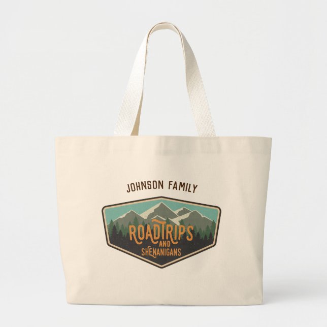 Road Trips & Shenanigans Outdoor Patch Tote Bag (Front)
