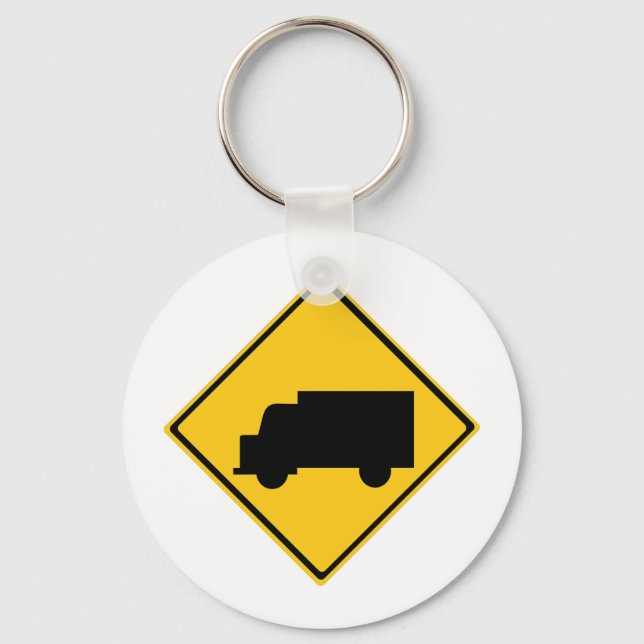 Road Truck Warning Sign Keychain (Front)
