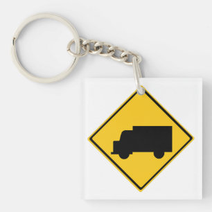 Road Truck Warning Sign Keychain