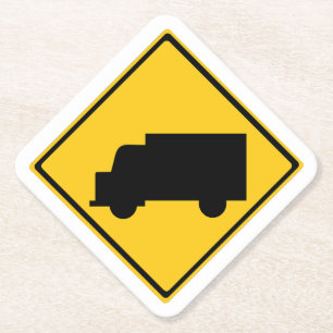 Road Truck Warning Sign Paper Coaster