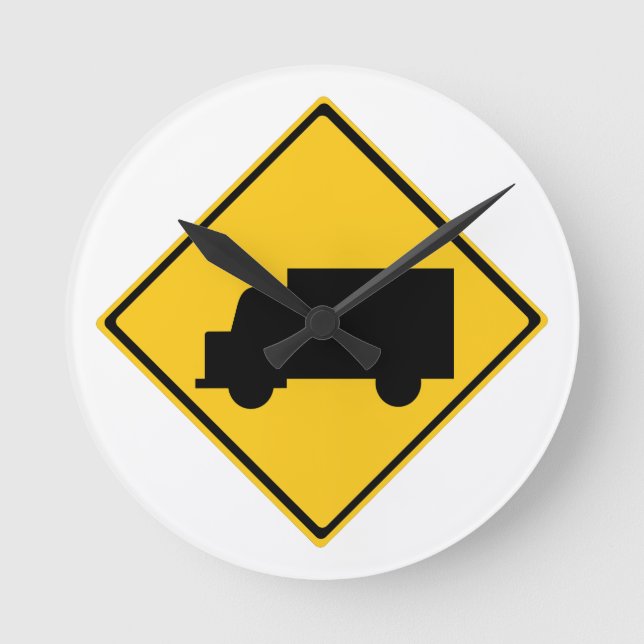 Road Truck Warning Sign Round Clock (Front)