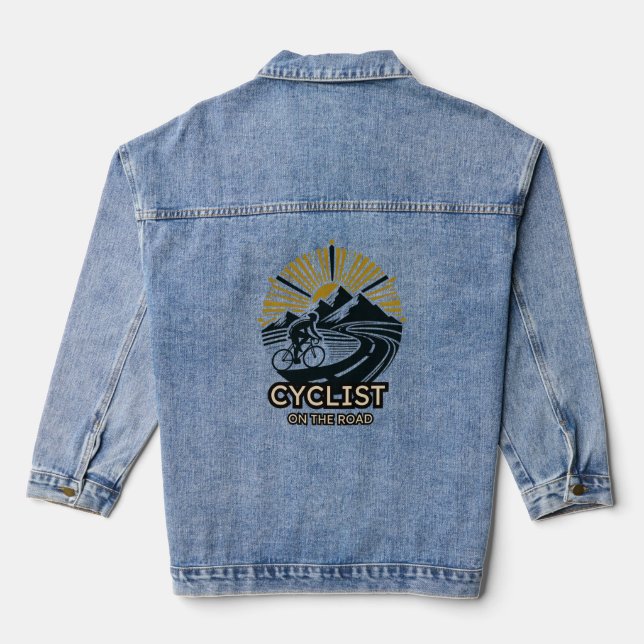 Road Warrior Sand Cycling Tee Denim Jacket (Back)
