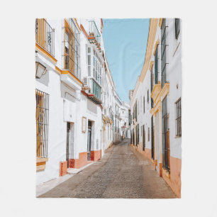 ROAD WITH BEIGE HIGHWAYS UNDER BLUE SKY FLEECE BLANKET
