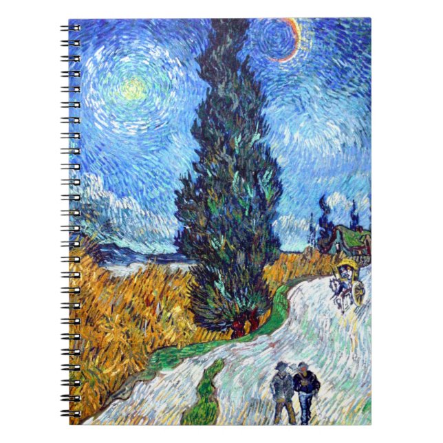 Road with Cypress and Star (1890) Vincent Van Gogh Notebook (Front)