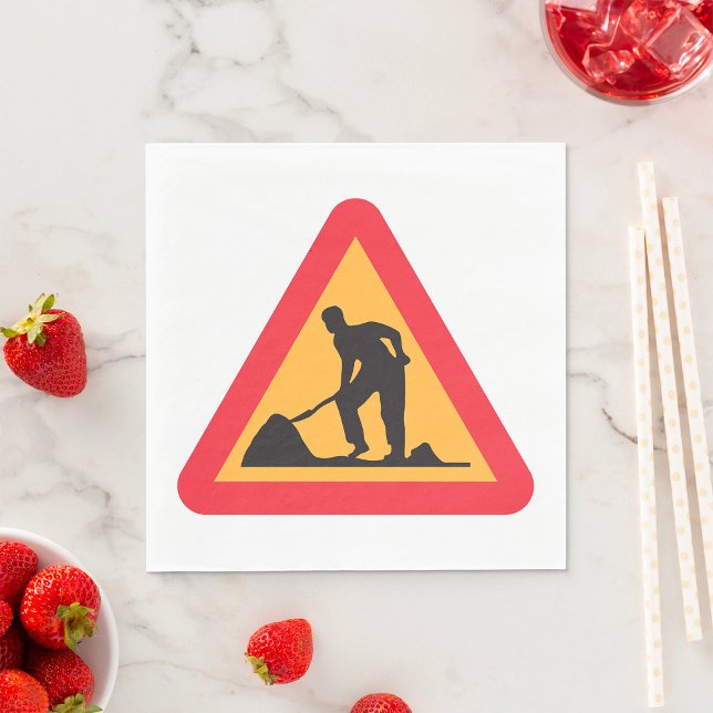 Road Work Ahead Sign Construction Zone Warning Napkin (Creator Uploaded)