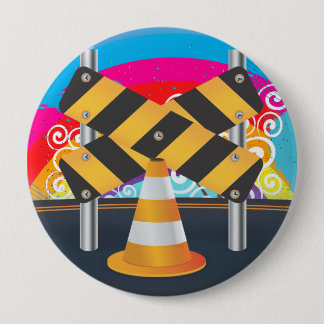 Road Works 4 Inch Round Button
