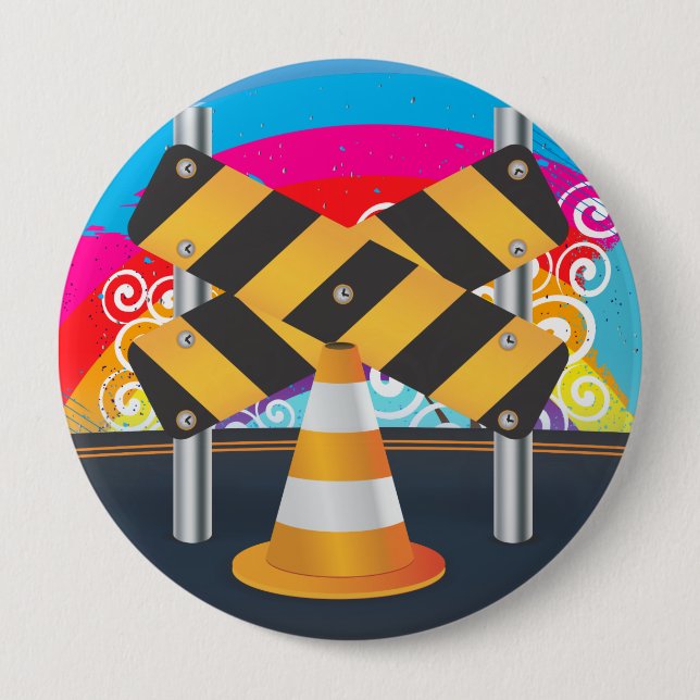 Road Works 4 Inch Round Button (Front)
