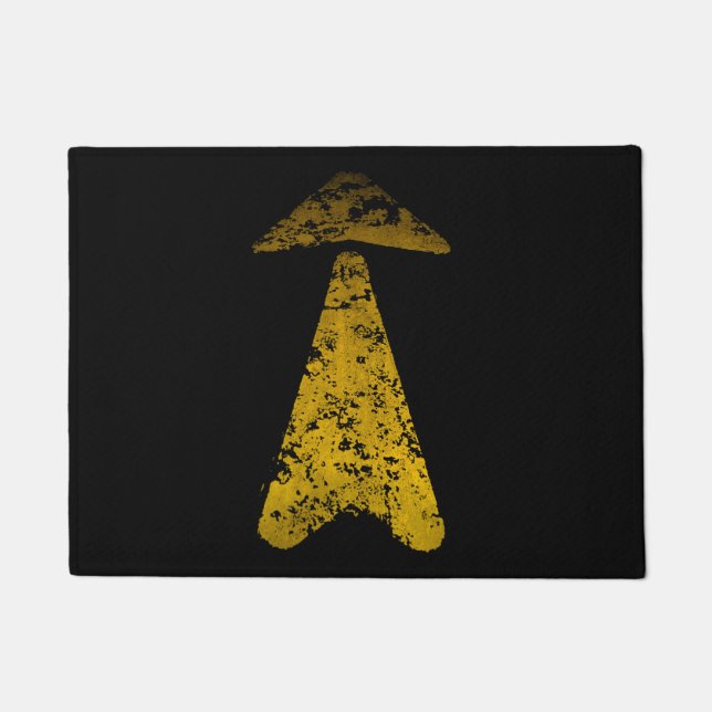 Road Yellow Painted Arrow Doormat (Front)