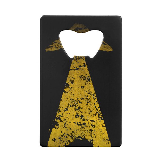 Road Yellow Painted Arrow Wallet Bottle Opener (Front)