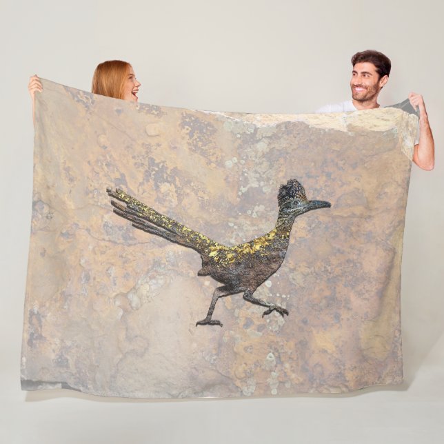 ROADRUNNER BASKING IN NEW MEXICO SUNSHINE FLEECE BLANKET (In Situ)