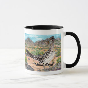 Roadrunner de "mauvais oiseau" et tasse de
