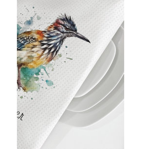 Roadrunner in vibrant watercolor, customizable kitchen towel