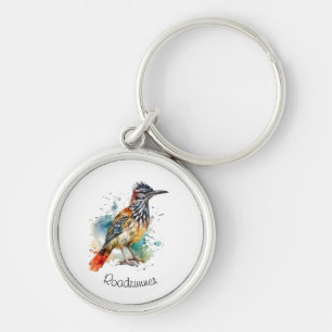 Roadrunner in vibrant watercolor keychain