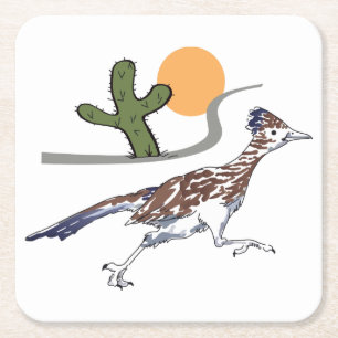 Roadrunner scene square paper coaster