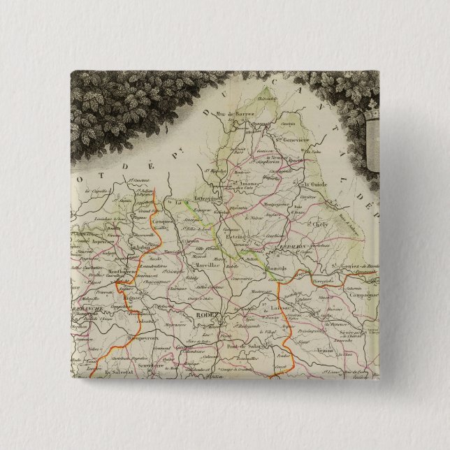 Roads, Towns, Cities 2 Inch Square Button (Front)