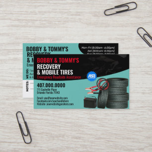 Roadside Emergency Recovery Auto Repair Business Card